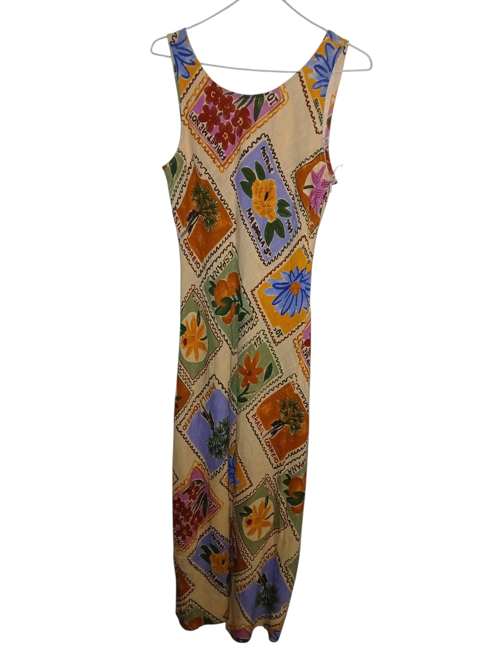 Paper Heart Linen Blend Sleeveless Floral Tile-Print Maxi Dress  Small